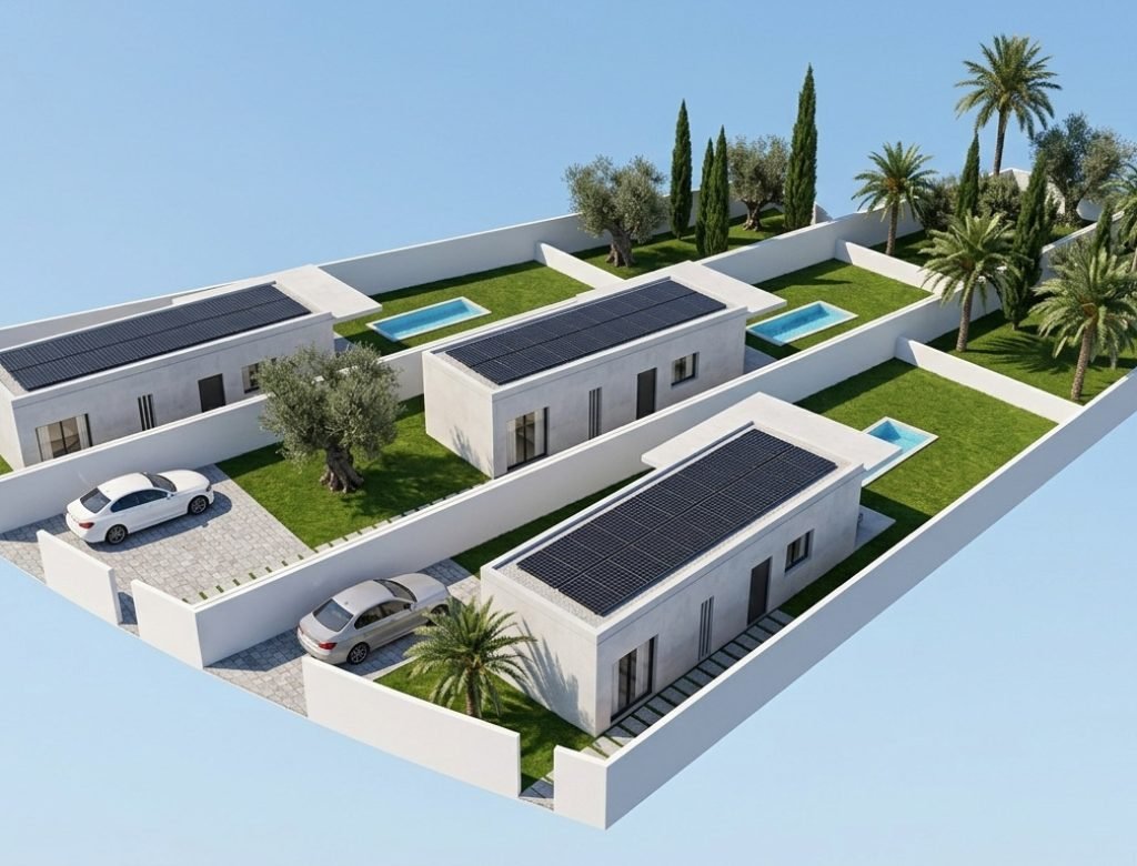 Render Siete Aguas Placas Solares